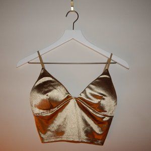 Gold Spaghetti Strap Crop Top